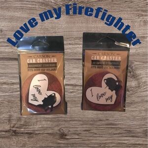 Set of Firemen car coasters
